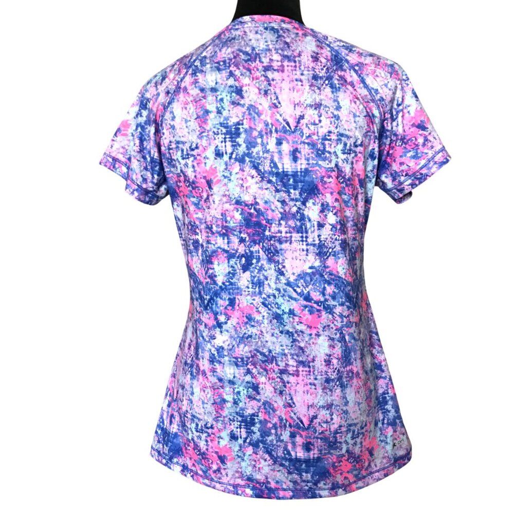 RBX Performance Short-Sleeved Athletic Top, Summery Blue Pink Print, Size M - Picture 5 of 10